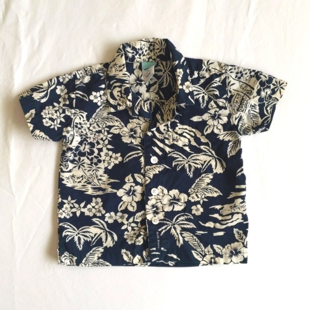 VTG 2004 Old Navy Hawaiian Hibiscus Shirt 6-12M Resort Cruise Winter Vacation
